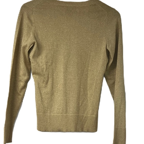 Inc. Metallic Gold Metallic V- Neck Sweater Size Medium - Picture 5 of 9